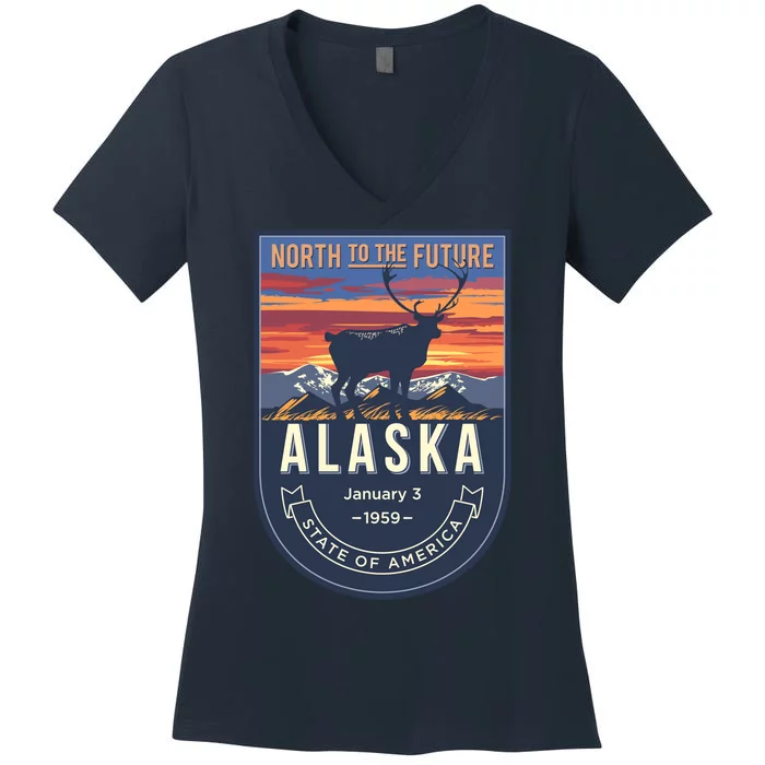 Alaska State Emblem Women's V-Neck T-Shirt