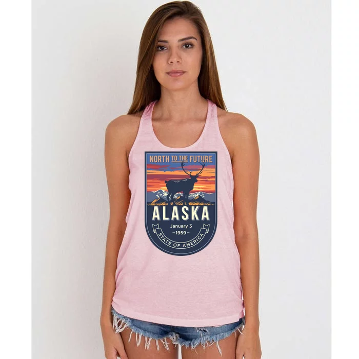 Alaska State Emblem Women's Knotted Racerback Tank