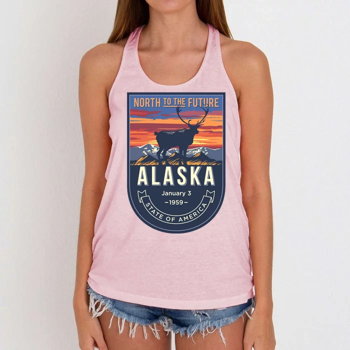 Alaska State Emblem Women's Knotted Racerback Tank