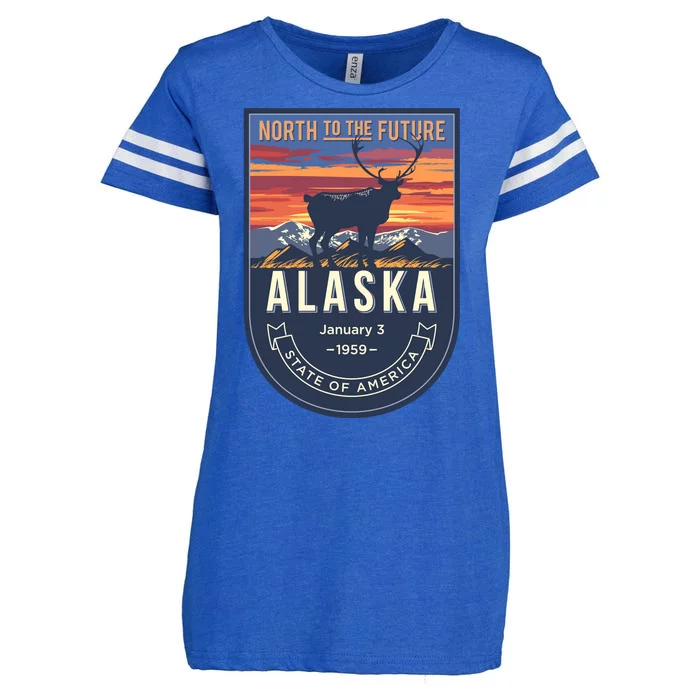 Alaska State Emblem Enza Ladies Jersey Football T-Shirt