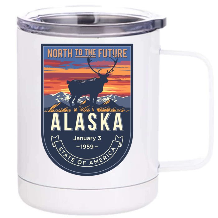 Alaska State Emblem Front & Back 12oz Stainless Steel Tumbler Cup