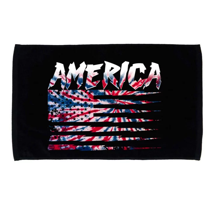 America Lightning Bolt USA Tie Dye Flag Microfiber Hand Towel