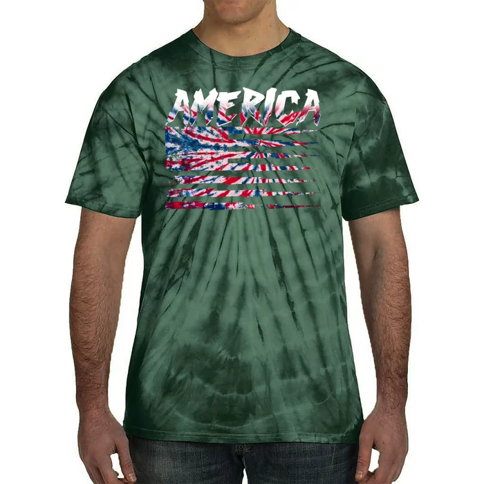 America Lightning Bolt USA Tie Dye Flag Tie-Dye T-Shirt