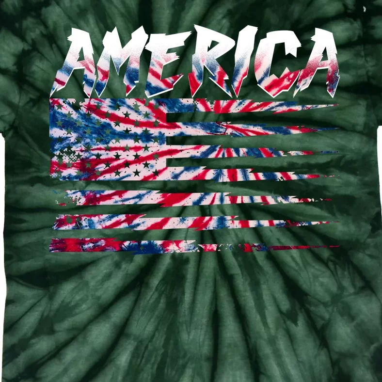 America Lightning Bolt USA Tie Dye Flag Tie-Dye T-Shirt