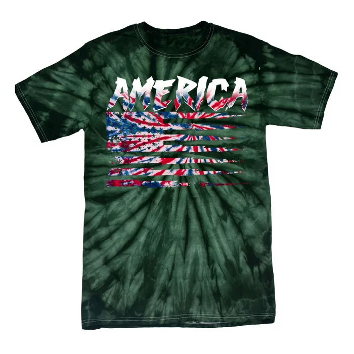 America Lightning Bolt USA Tie Dye Flag Tie-Dye T-Shirt