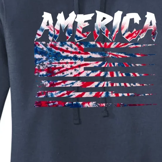 America Lightning Bolt USA Tie Dye Flag Women's Pullover Hoodie