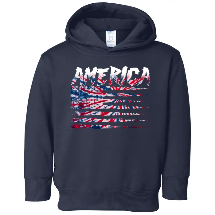 America Lightning Bolt USA Tie Dye Flag Toddler Hoodie