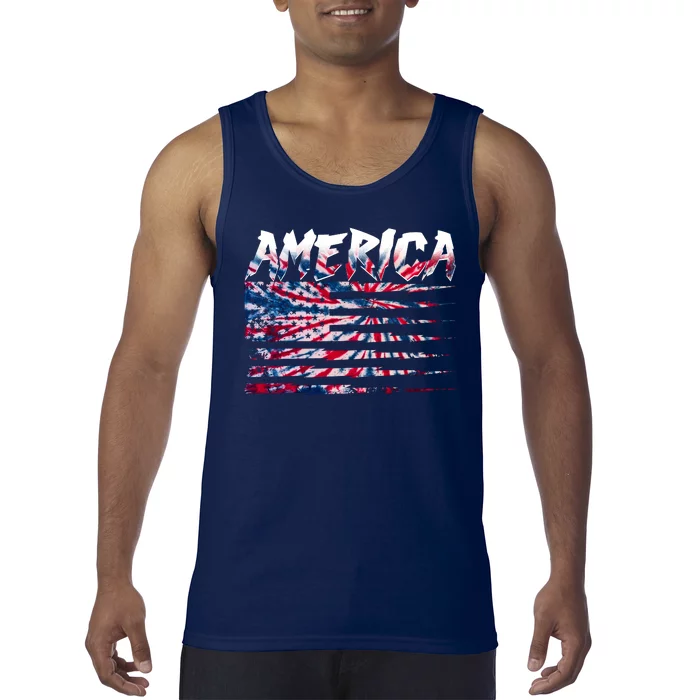 America Lightning Bolt USA Tie Dye Flag Tank Top