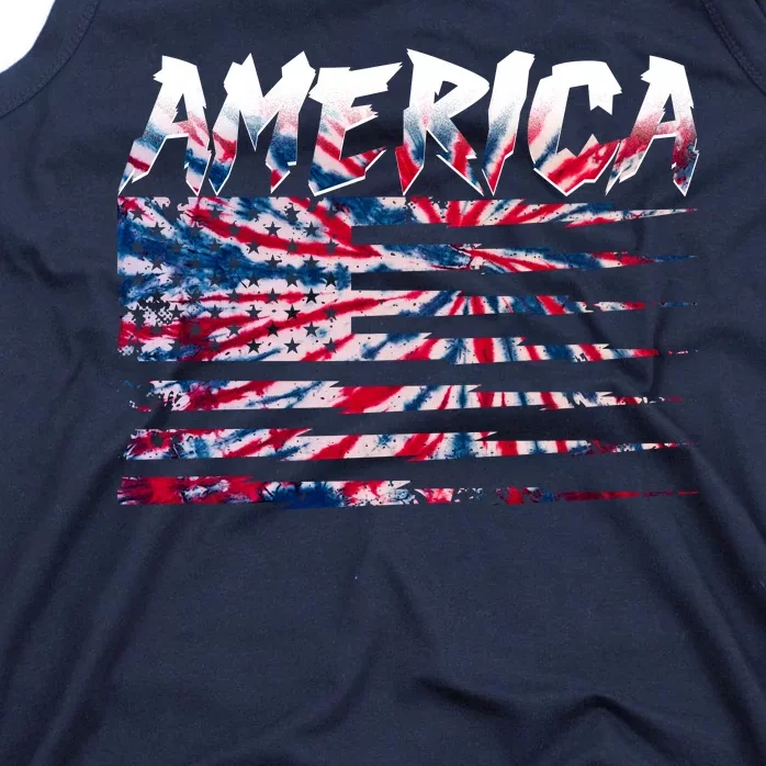 America Lightning Bolt USA Tie Dye Flag Tank Top