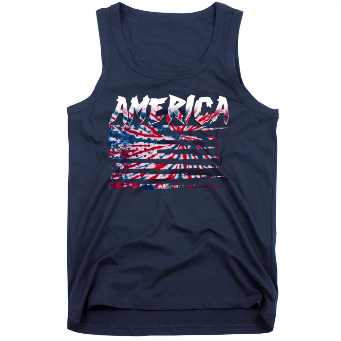 America Lightning Bolt USA Tie Dye Flag Tank Top