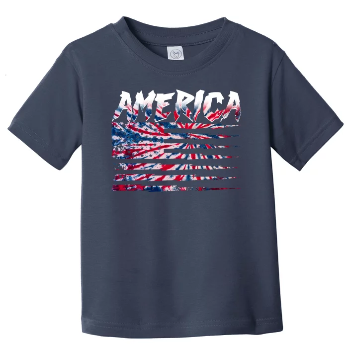 America Lightning Bolt USA Tie Dye Flag Toddler T-Shirt