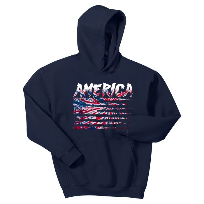 America Lightning Bolt USA Tie Dye Flag Kids Hoodie