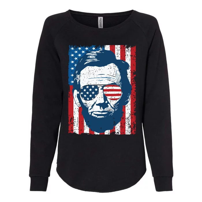 Abe Lincoln Beard Sunglasses American Flag 4th Of July Womens California Wash Sweatshirt