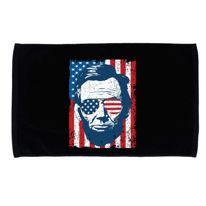 Abe Lincoln Beard Sunglasses American Flag 4th Of July Microfiber Hand Towel