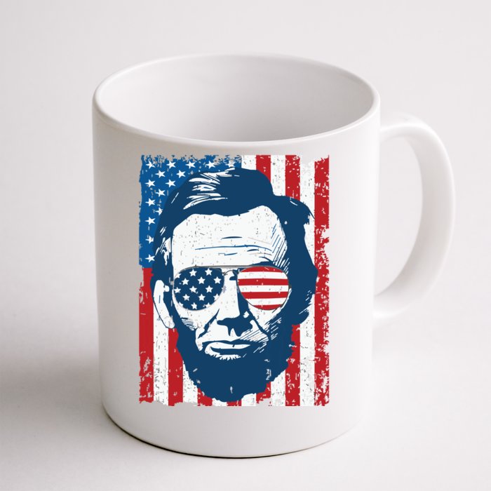 Abe Lincoln Beard Sunglasses American Flag 4th Of July Front & Back Coffee Mug