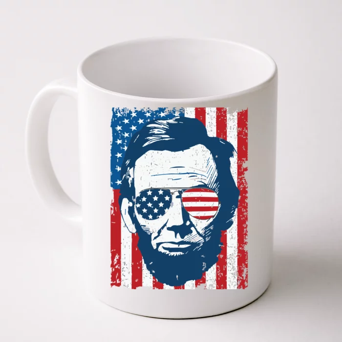 Abe Lincoln Beard Sunglasses American Flag 4th Of July Front & Back Coffee Mug