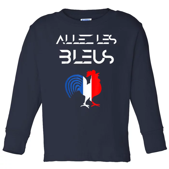 Allez les Bleus France Soccer World Football Hen French Flag Toddler Long Sleeve Shirt