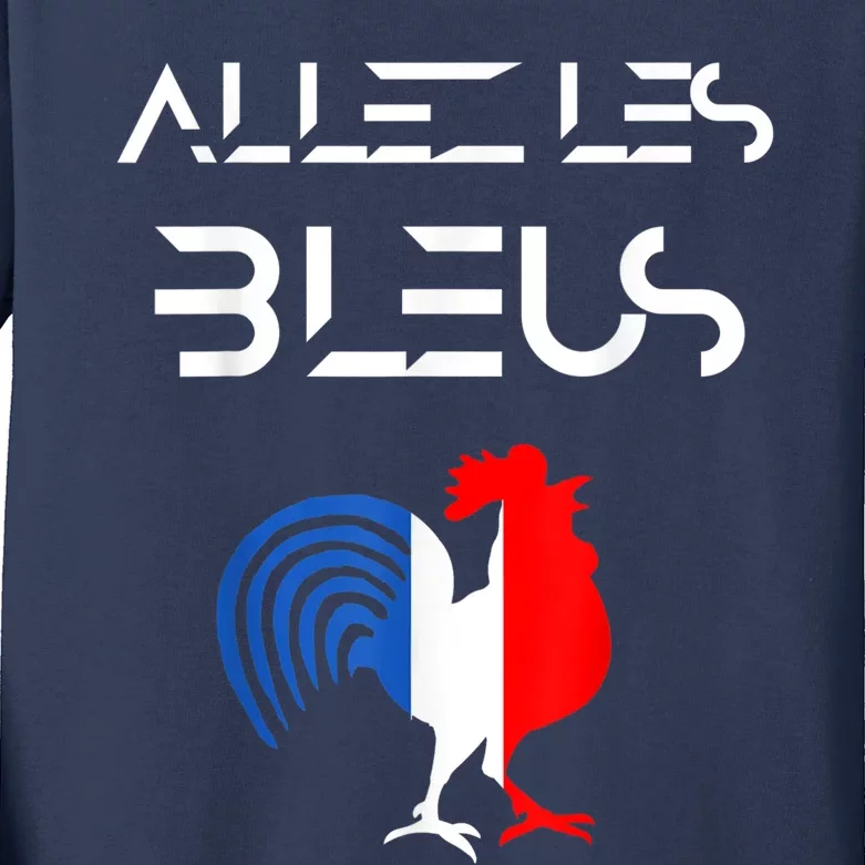 Allez les Bleus France Soccer World Football Hen French Flag Kids Long Sleeve Shirt