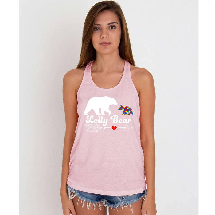 Autism Lolly Bear Puzzle Autism Awareness Autistic Support Gift Women's Knotted Racerback Tank