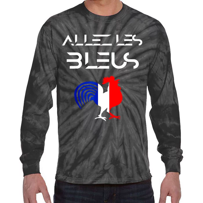 Allez Les Bleus France Soccer World Football Hen French Flag Tie-Dye Long Sleeve Shirt