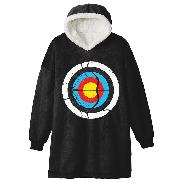 Archery Longbow Bow and Arrow Archer Target Distressed Hooded Wearable Blanket