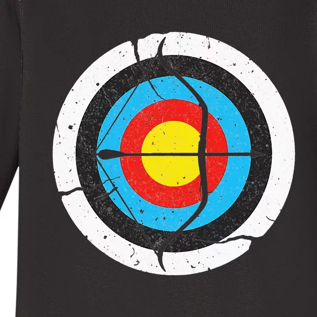 Archery Longbow Bow and Arrow Archer Target Distressed Baby Long Sleeve Bodysuit