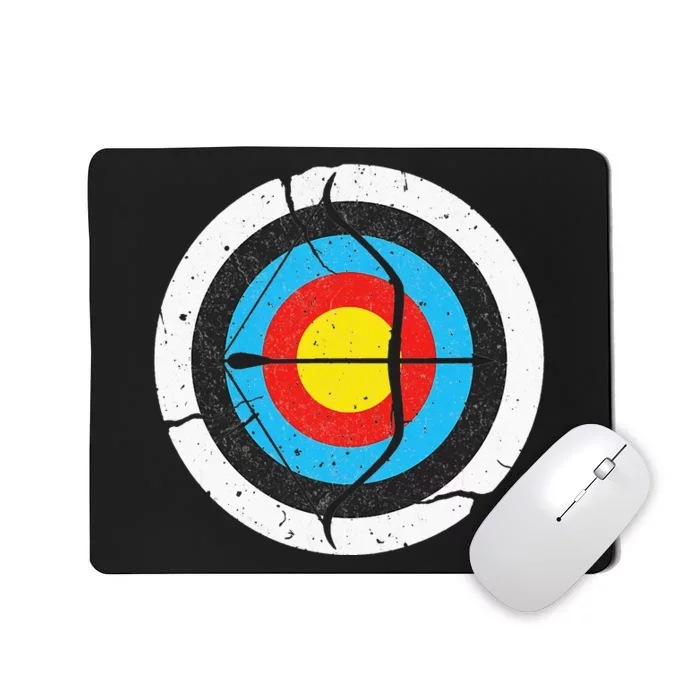 Archery Longbow Bow and Arrow Archer Target Distressed Mousepad