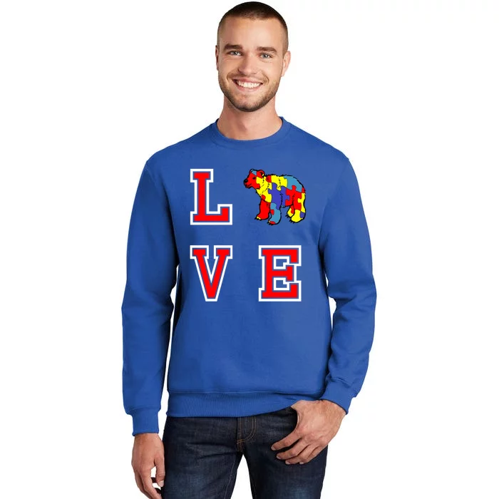 Autism Love Bear Cub Autism Awareness Puzzle Gift Tall Sweatshirt