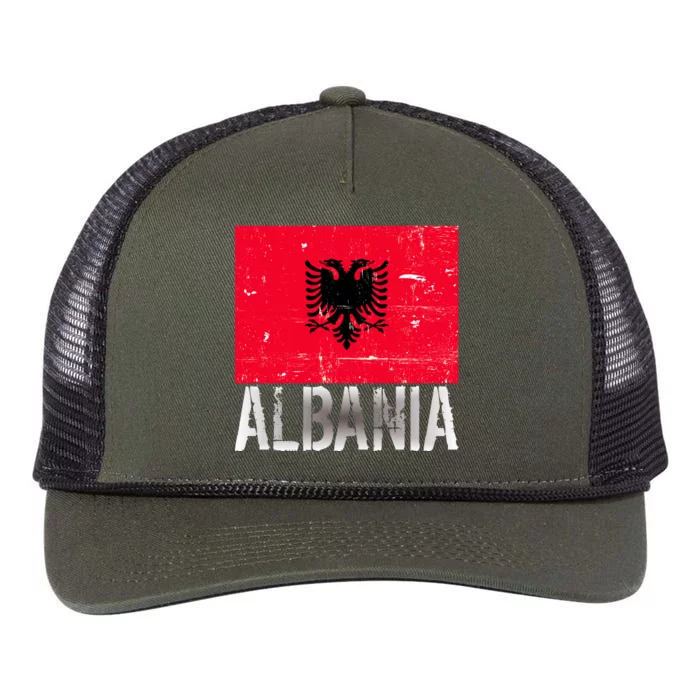 Albania Flag Albanians Soccer Football Team Retro Rope Trucker Hat Cap