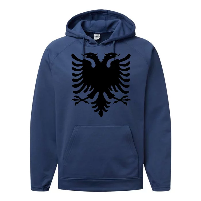 Albanian Flag Eagle Performance Fleece Hoodie