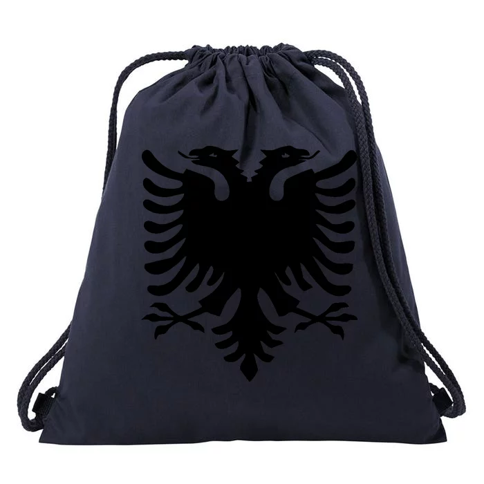 Albanian Flag Eagle Drawstring Bag