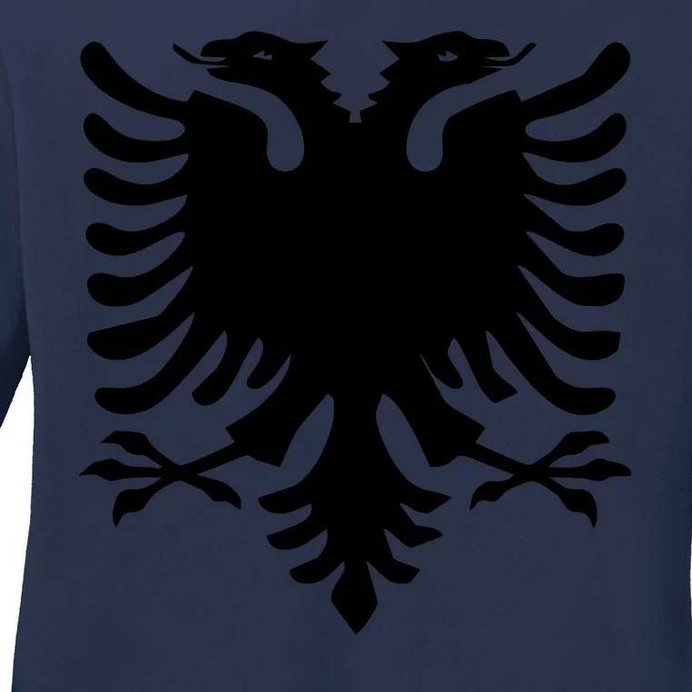 Albanian Flag Eagle Ladies Long Sleeve Shirt