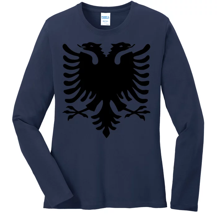 Albanian Flag Eagle Ladies Long Sleeve Shirt