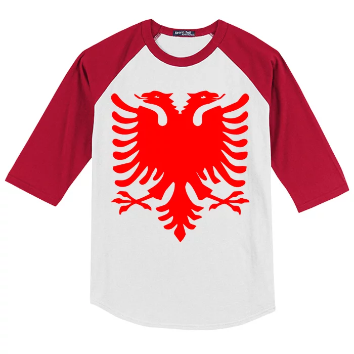 Albanian Flag Eagle Kids Colorblock Raglan Jersey