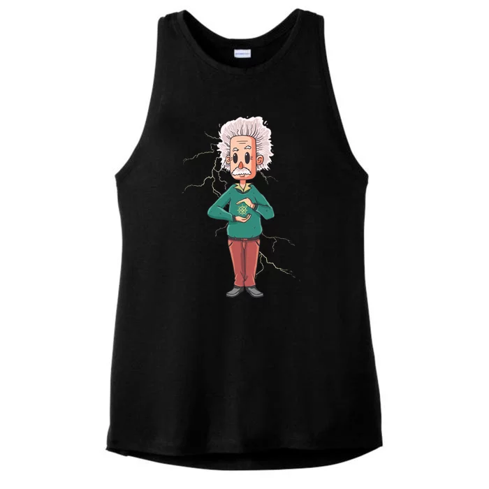 Albert Einstein Cartoon Ladies Tri-Blend Wicking Tank