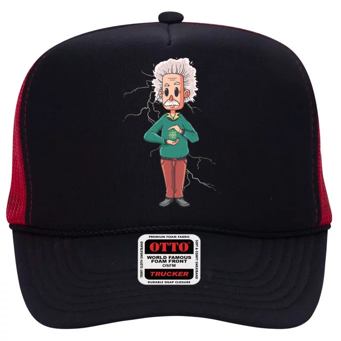 Albert Einstein Cartoon High Crown Mesh Trucker Hat