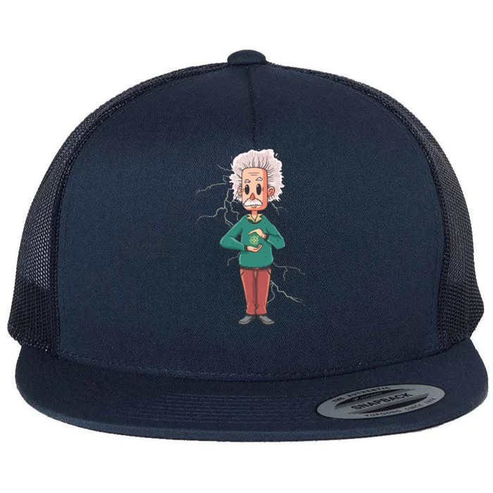 Albert Einstein Cartoon Flat Bill Trucker Hat