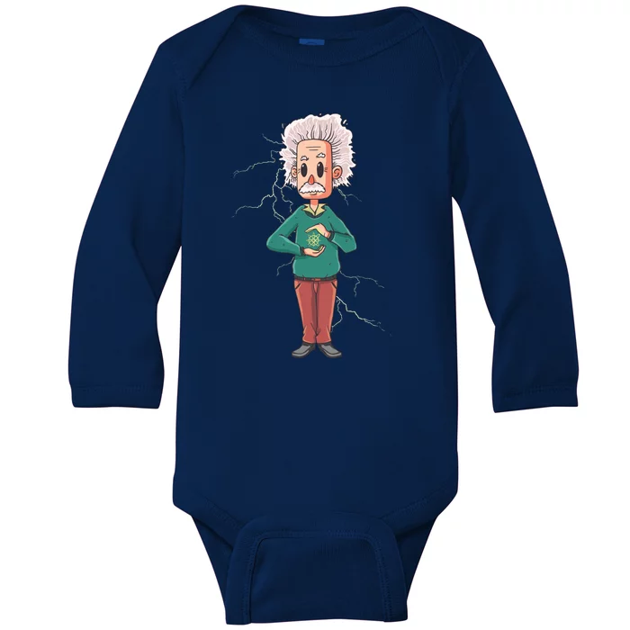 Albert Einstein Cartoon Baby Long Sleeve Bodysuit