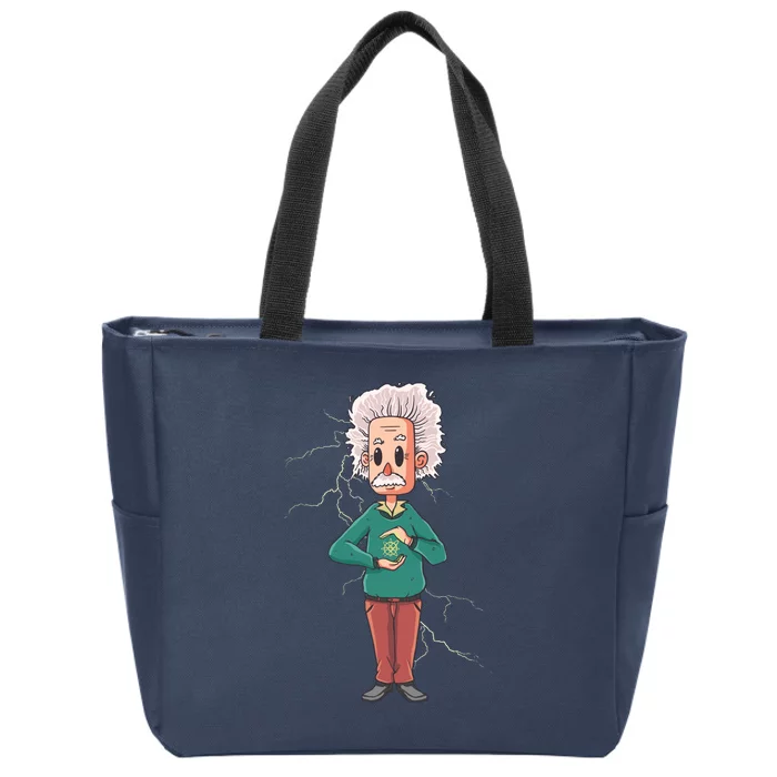 Albert Einstein Cartoon Zip Tote Bag