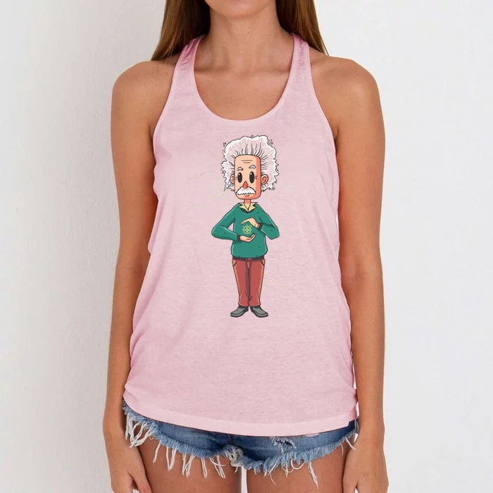 Albert Einstein Cartoon Women's Knotted Racerback Tank