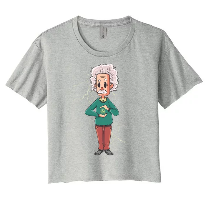 Albert Einstein Cartoon Women's Crop Top Tee