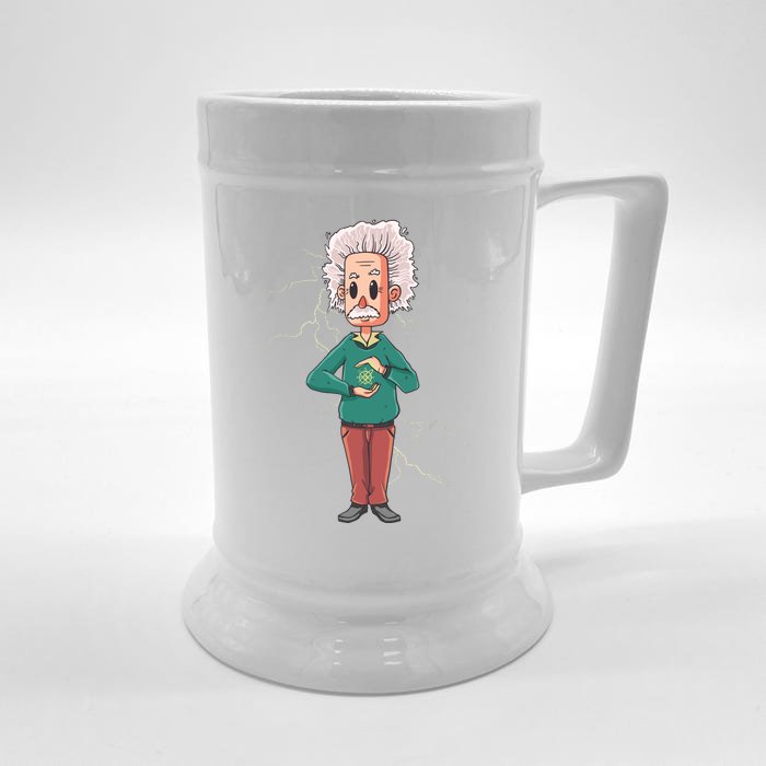 Albert Einstein Cartoon Front & Back Beer Stein