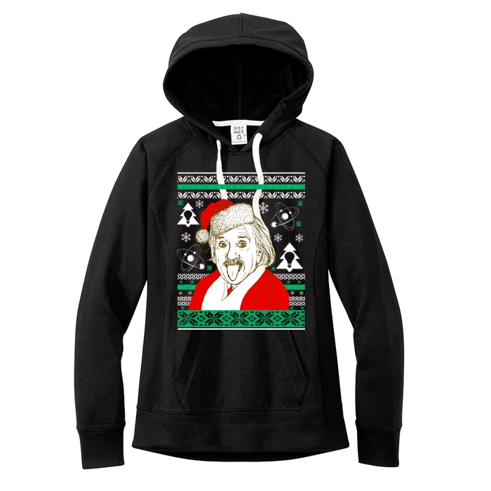 Albert Einstein Ugly Christmas Sweater Women's Fleece Hoodie