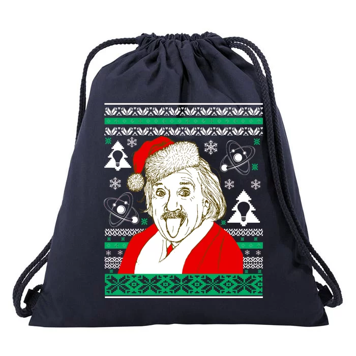 Albert Einstein Ugly Christmas Sweater Drawstring Bag