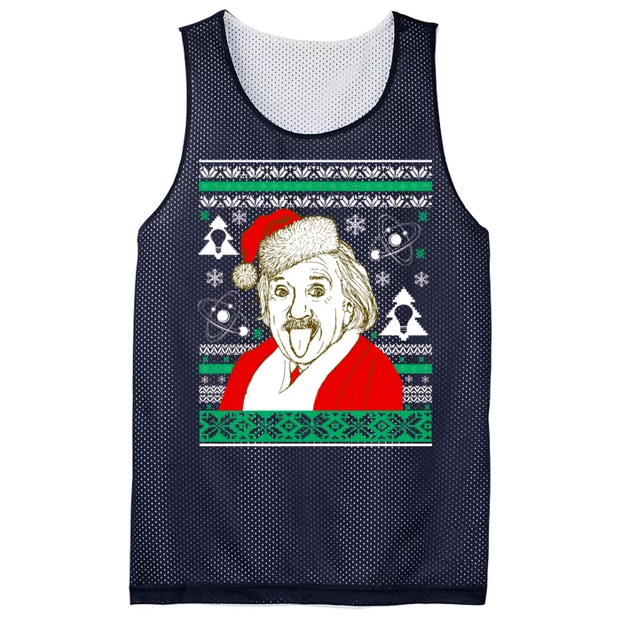 Albert Einstein Ugly Christmas Sweater Mesh Reversible Basketball Jersey Tank