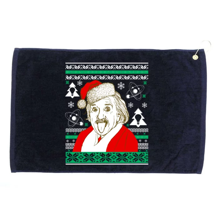 Albert Einstein Ugly Christmas Sweater Grommeted Golf Towel