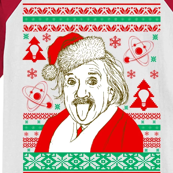 Albert Einstein Ugly Christmas Sweater Kids Colorblock Raglan Jersey