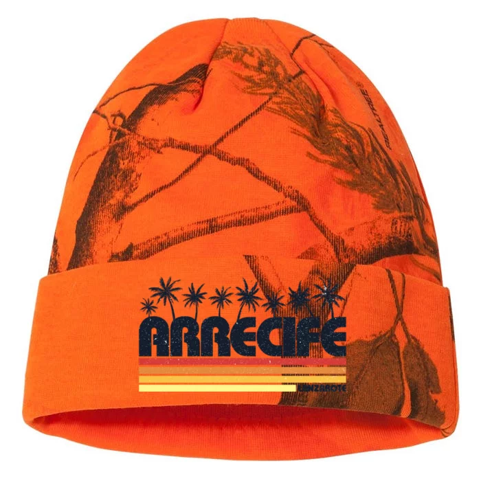 Arrecife Lanzarote Canary Islands Retro Tourism Meaningful Gift Kati - 12in Camo Beanie