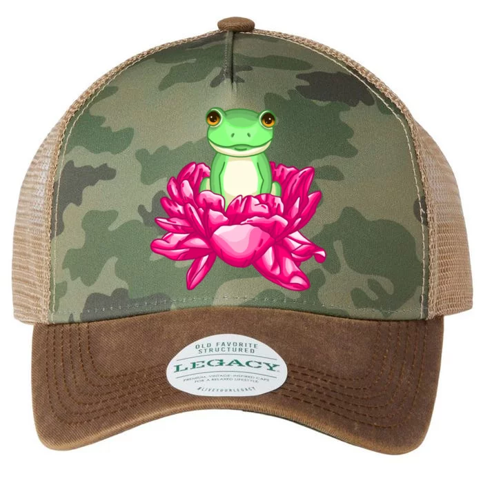 A Little Cute Frog In A Flower Legacy Tie Dye Trucker Hat