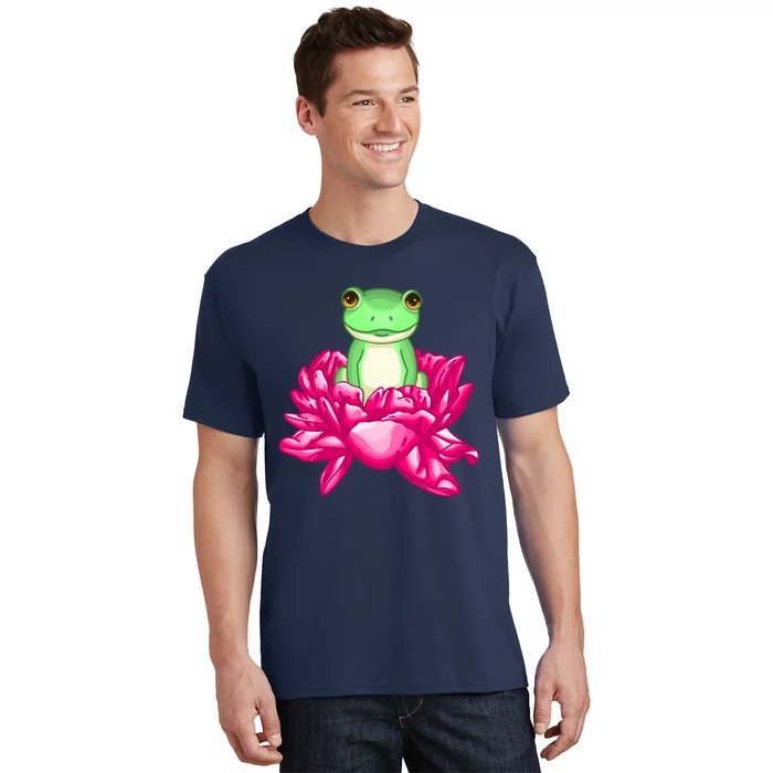 A Little Cute Frog In A Flower T-Shirt